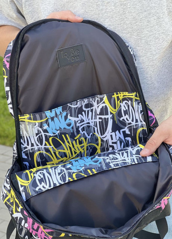 Рюкзак с цветными надписями School классической формы с большим количеством отделений на 30л No Brand shkool (264834503)