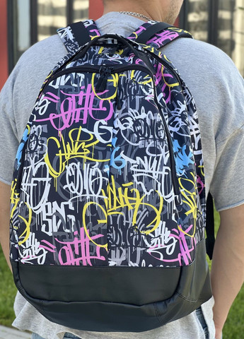 Рюкзак с цветными надписями School классической формы с большим количеством отделений на 30л No Brand shkool (264834503)