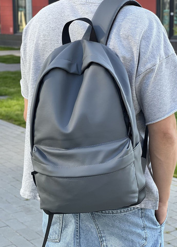 Стильный мужской городской рюкзак с эко-кожей, серый цвет No Brand city (264834489)