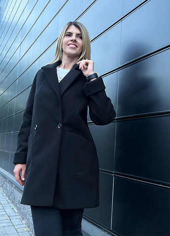 Черное демисезонное Женское кашемировое пальто Fashion Girl