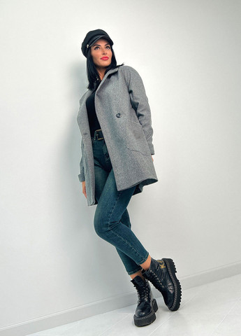 Графитовое демисезонное Женское кашемировое пальто Fashion Girl