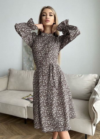 Коричневое повседневный платье Liton с цветочным принтом