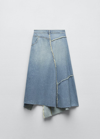 Голубая повседневный однотонная юбка Zara