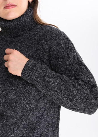 Темно-сірий демісезонний жіночий светр темно-сірий зимовий з горлом Pulltonic Пряма