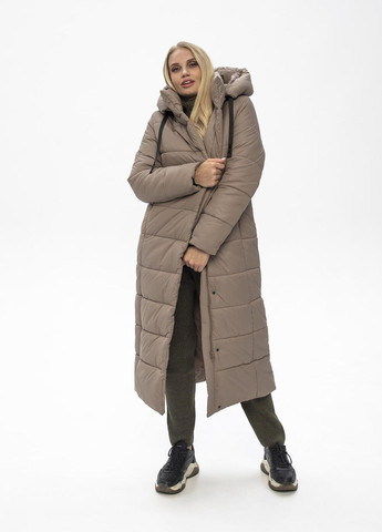 Бежева зимня куртка-пальто з капюшоном агата MioRichi