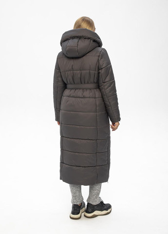 Серая зимняя куртка-пальто с капюшоном агата MioRichi