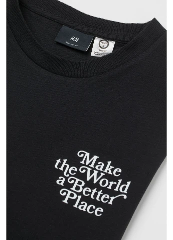 Черно-белая футболка оверсайз H&M