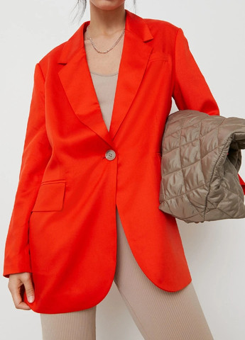 Оранжевый женский жакет оверсайз лен бленд H&M однотонный - демисезонный
