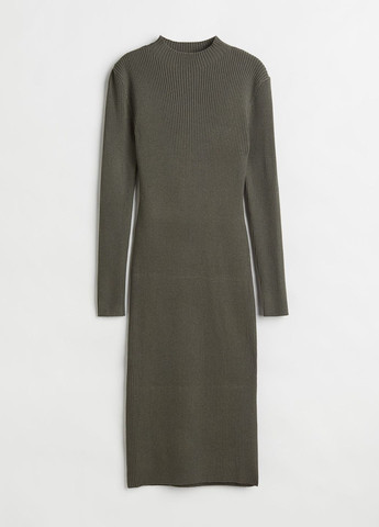 Оливкова (хакі) повсякденний в'язане плаття H&M однотонна