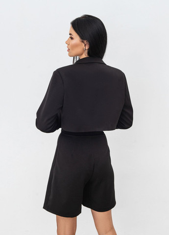 Черный женский пиджак укороченный romashka Ромашка однотонный - демисезонный