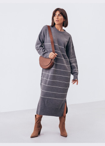 Сіра сіра сукня-міді в смужку Dressa