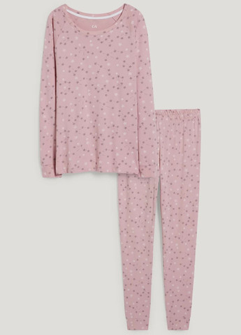 Рожева всесезон піжама в принт (лонгслів, штани) C&A