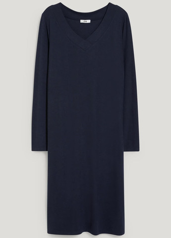 Темно-синя кежуал сукня з v-вирізом C&A однотонна