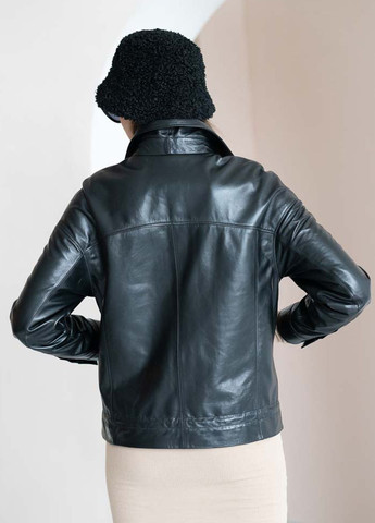 Чорна демісезонна жіноча шкіряна куртка весна Fabio Monti