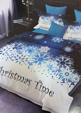 Комплект постельного белья Epico Новогодний снежинки синий фланель 150 х 220 см G1 No Brand (265542653)