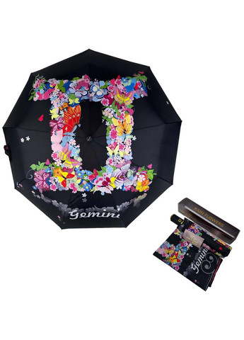 Чёрный женский зонт-автомат "зодиак" в подарочной упаковке с платком Rain (265992240)