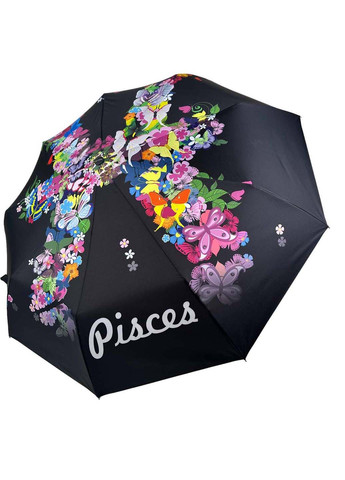 Чорна жіноча парасолька-автомат "зодіак" у подарунковій упаковці з хустинкою Rain (265992232)