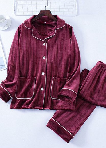 Бордовая всесезон флисовая пижама женская qiaosecai s-m бордовый No Brand