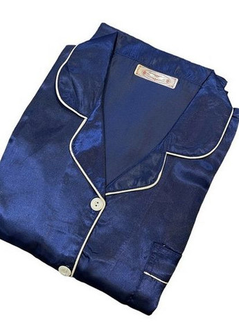 Синяя всесезон атласная пижама костюм с шортами шелковые объятия july's song размер xxl 50 синий No Brand
