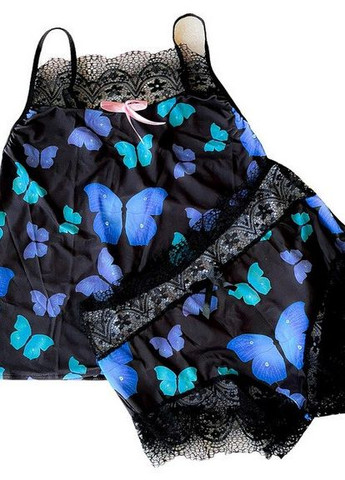 Черная всесезон пижама женская с шортами бабочка морфо zramiwo размер xl 48 No Brand