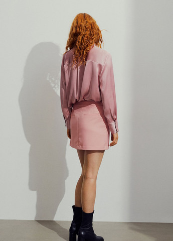 Светло-розовая офисная однотонная юбка H&M