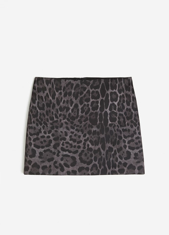 Темно-серая кэжуал леопардовая юбка H&M