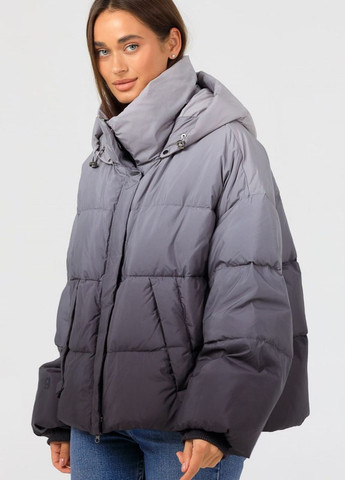 Графитовая зимняя пуховая куртка оверсайз графитовый Black