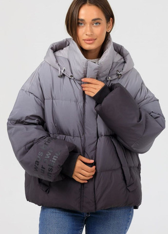 Графитовая зимняя пуховая куртка оверсайз графитовый Black