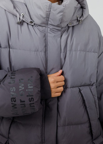 Графитовая зимняя пуховая куртка оверсайз графитовый Black