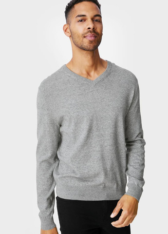 Сірий демісезонний пуловер з бавовни C&A