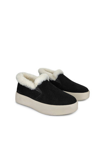 Зимние замшевые лоферы на платформе зимние черные,, 36 Berkonty с мехом из натуральной замши