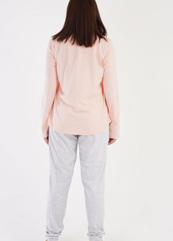 Розовая зимняя пижама женская (лонгслив, штаны) лонгслив + брюки Vienetta