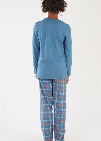 Голубая всесезон пижама подростковая (лонгслив, штаны) лонгслив + брюки Vienetta