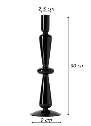 Подсвечник праздничный REMY-DEСOR стеклянный Ваакс черного цвета для тонкой свечи высота 30 см декор для дома REMY-DECOR (266345168)