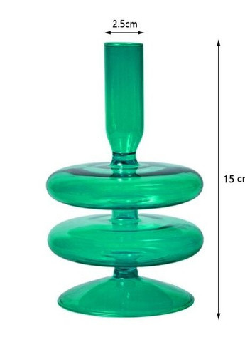 Підсвічник святковий REMY-DEСOR скляний Теллі зеленого кольору для тонкої свічки висота 15 см декор для дому REMY-DECOR (266345102)