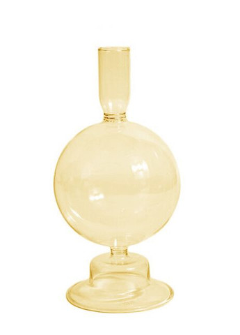 Подсвечник праздничный REMY-DEСOR стеклянный Балу желтого цвета для тонкой свечи высота 18 см декор для дома REMY-DECOR (266345148)