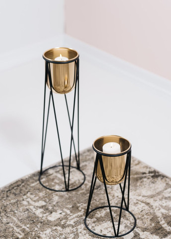 Підсвічник святковий REMY-DEСOR металевий Олімп золотого кольору для широкої свічки висота 51 см декор дому REMY-DECOR (266345179)