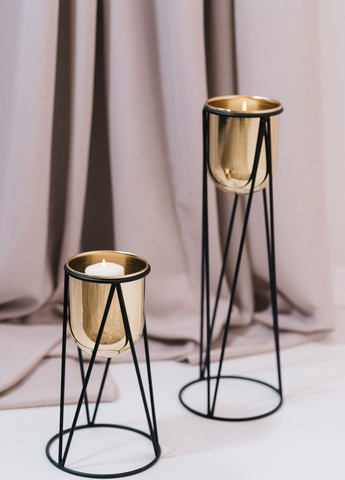 Підсвічник святковий REMY-DEСOR металевий Олімп золотого кольору для широкої свічки висота 51 см декор дому REMY-DECOR (266345179)