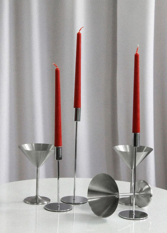 Підсвічник святковий REMY-DEСOR металевий Стокгольм срібного кольору для тонкої свічки висота 19 см декор REMY-DECOR (266345110)