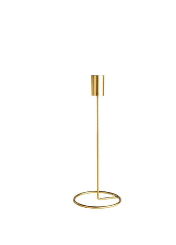 Підсвічник святковий REMY-DEСOR металевий Гуннар золотого кольору для тонкої свічки висота 18 см декор дому REMY-DECOR (266345117)