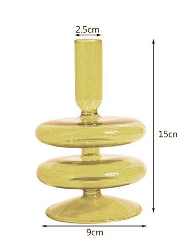 Подсвечник праздничный REMY-DEСOR стеклянный Телли желтого цвета для тонкой свечи высота 15 см декор для дома REMY-DECOR (266345090)