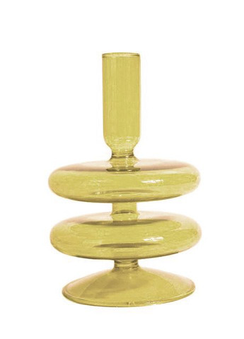 Подсвечник праздничный REMY-DEСOR стеклянный Телли желтого цвета для тонкой свечи высота 15 см декор для дома REMY-DECOR (266345090)