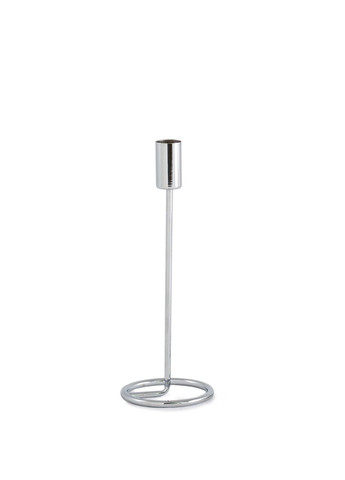 Підсвічник святковий REMY-DEСOR металевий Гуннар срібного кольору для тонкої свічки висота 23 см декор REMY-DECOR (266345154)