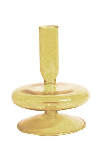 Подсвечник праздничный REMY-DEСOR стеклянный Телли желтого цвета для тонкой свечи высота 11 см декор для дома REMY-DECOR (266345176)