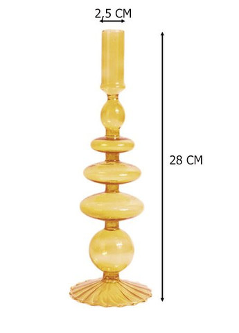Підсвічник святковий REMY-DEСOR скляний Престиж жовтого кольору для тонкої свічки висота 28 см декор для дому REMY-DECOR (266345152)