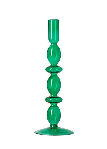 Подсвечник праздничный REMY-DEСOR стеклянный Молди зеленого цвета для тонкой свечи высота 27 см декор для дома REMY-DECOR (266345160)
