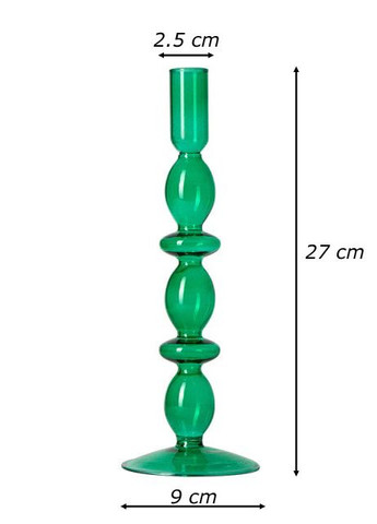 Підсвічник святковий REMY-DEСOR скляний Молді зеленого кольору для тонкої свічки висота 27 см декор для дому REMY-DECOR (266345160)