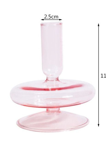 Підсвічник святковий REMY-DEСOR скляний Теллі рожевого кольору для тонкої свічки висота 11 см декор для дому REMY-DECOR (266345127)
