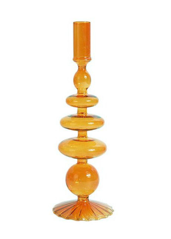 Подсвечник праздничный REMY-DEСOR стеклянный Престиж оранжевого цвета для тонкой свечи высота 28 см декор дома REMY-DECOR (266345130)