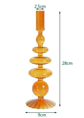 Подсвечник праздничный REMY-DEСOR стеклянный Престиж оранжевого цвета для тонкой свечи высота 28 см декор дома REMY-DECOR (266345130)